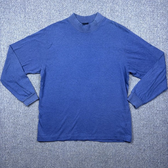 Cross Creek Other - VTG Cross Creek Mock Neck Shirt Mens L USA Made Blue Long Sleeve 90s